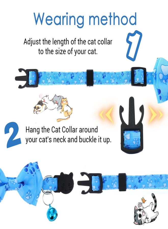 Telooco 2 Pack Kitten Collar with Bell Breakaway Cat Collars with Removable Bow Tie Safety Buckle Kitten Collars 7.8-12 Inch Adjustable Pet Collar for Boy Cats (Blue) - Image 4